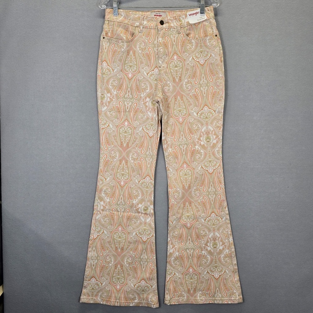 Wrangler High Rise Fierce Flare Paisley Print Womens Jeans Size 8 (29 X 32)